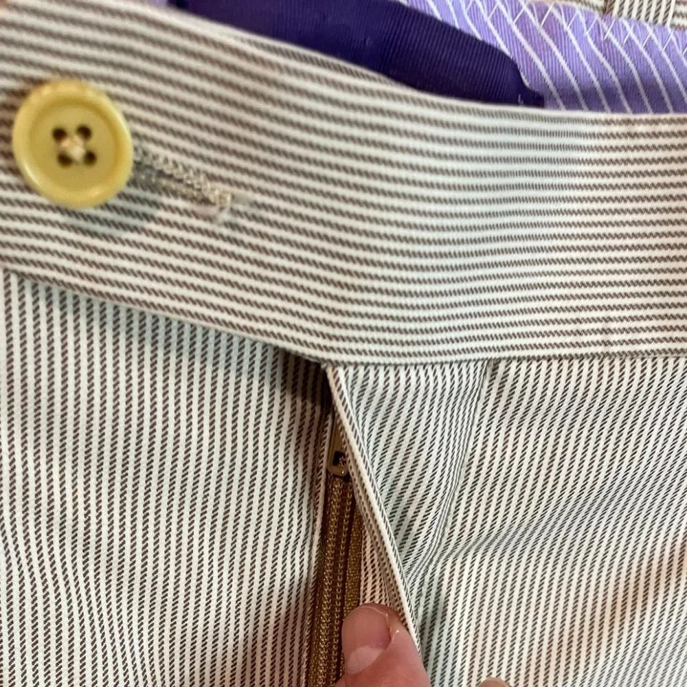 Aristo Eighteen Mens Brown/White Stirling Pinstripe Alberdeen Dress Pant 38/35